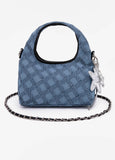 Embroidered Denim Shoulder Bag