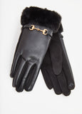 Horsebit Faux Leather Gloves