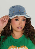 Studded Denim Bucket Hat