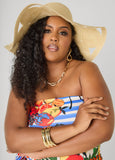 Metallic Cutout Straw Hat