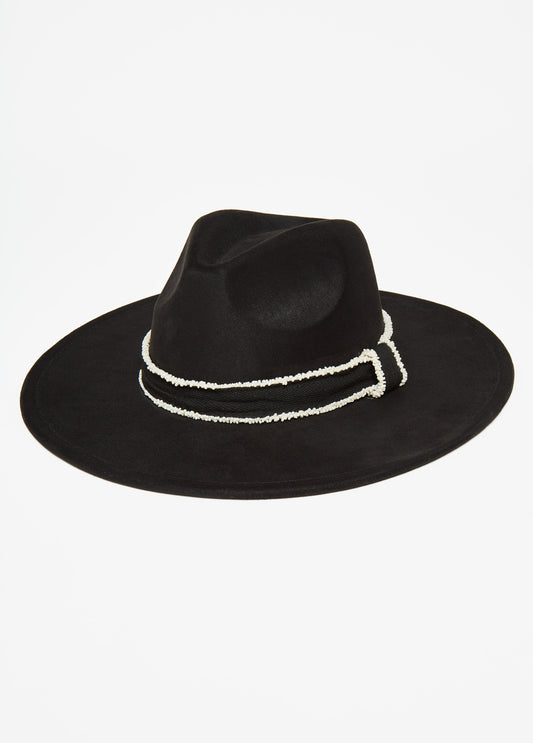 Plus Size Faux Pearl Trimmed Panama Hat