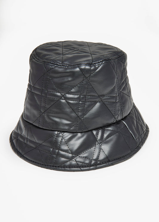 Quilted Faux Leather Bucket Hat