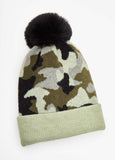 Camo Faux Fur Pom Pom Beanie