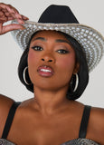 Faux Pearl And Crystal Cowboy Hat