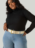 Crescent Buckle Metallic Belt