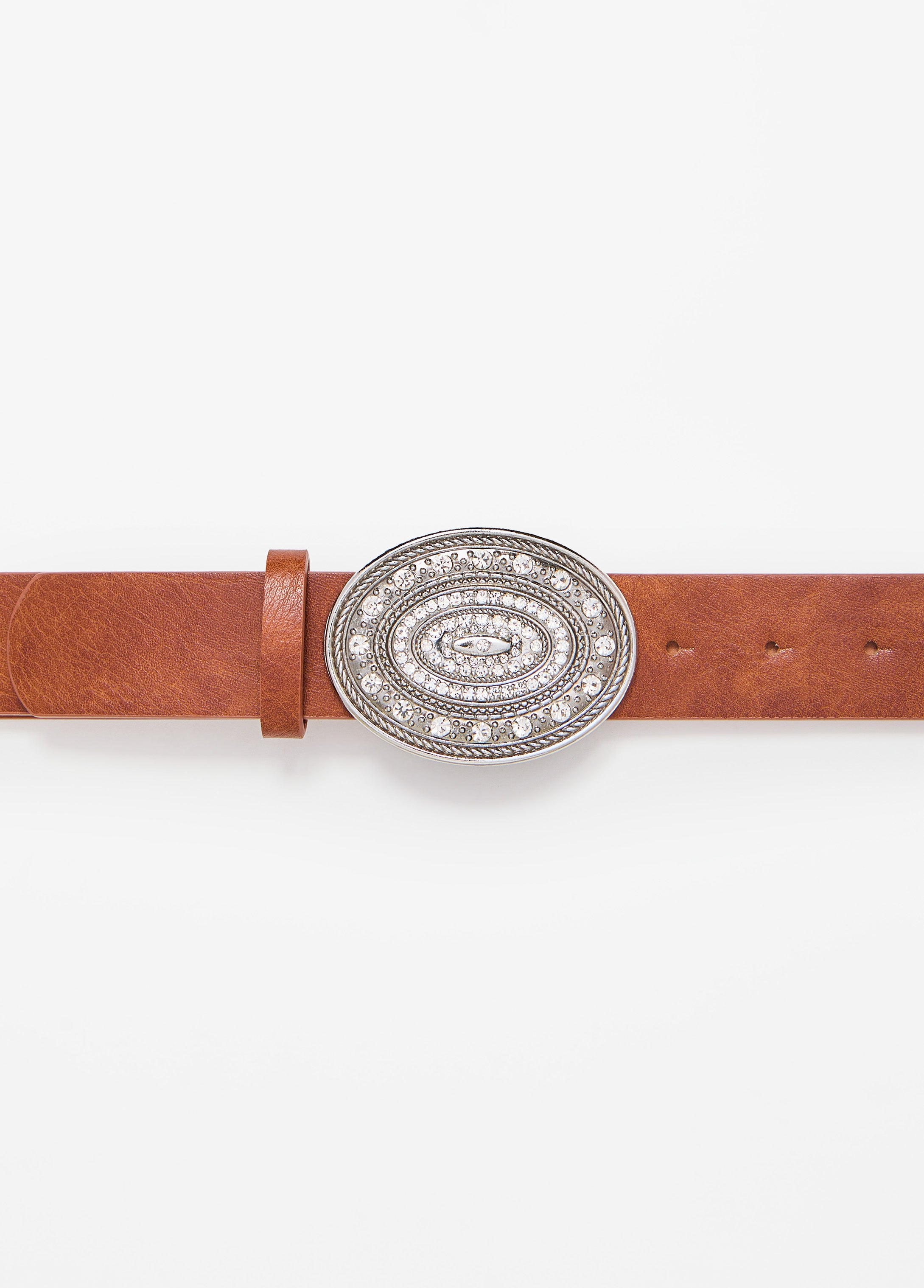 Plus Size Crystal Oval Buckle Belt