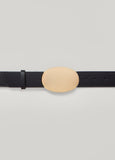 Plus Size Oval Buckle Faux Leather Belt