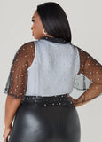 Faux Pearl And Crystal Mesh Capelet