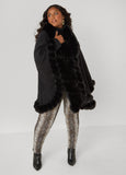 Faux Fur Trim Knit Ruana