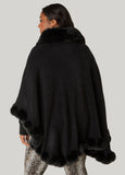 Faux Fur Trim Knit Ruana