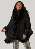 Faux Fur Trim Knit Ruana