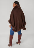 Faux Fur Trim Ruana