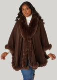 Faux Fur Trim Ruana