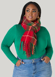Fringed Brushed Plaid Scarf
