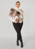 Satin Lined Printed Faux Fur Shawl