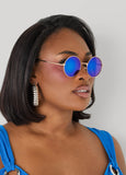 Reflective Round Frame Sunglasses