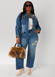 Two Tone Faux Fur Satchel