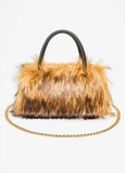 Two Tone Faux Fur Satchel