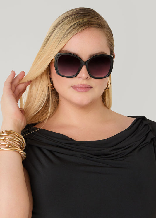 Chain Trimmed Square Sunglasses
