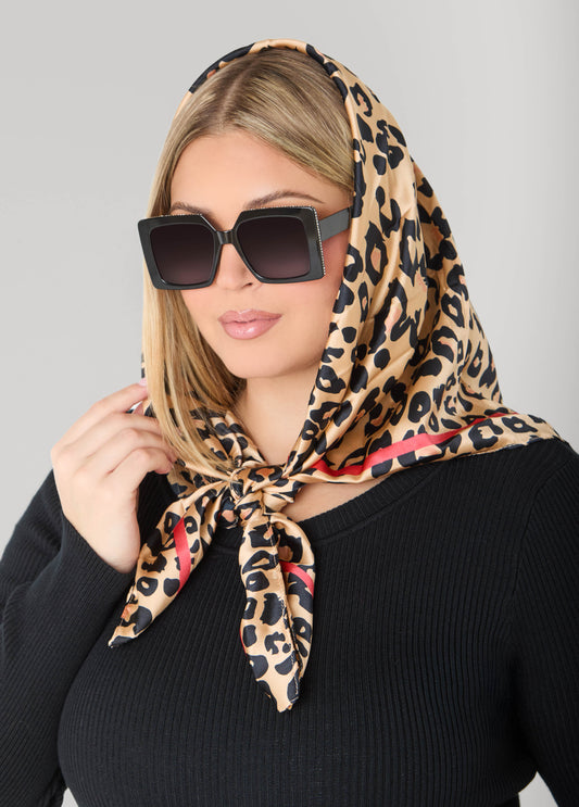 Animal Print Satin Scarf