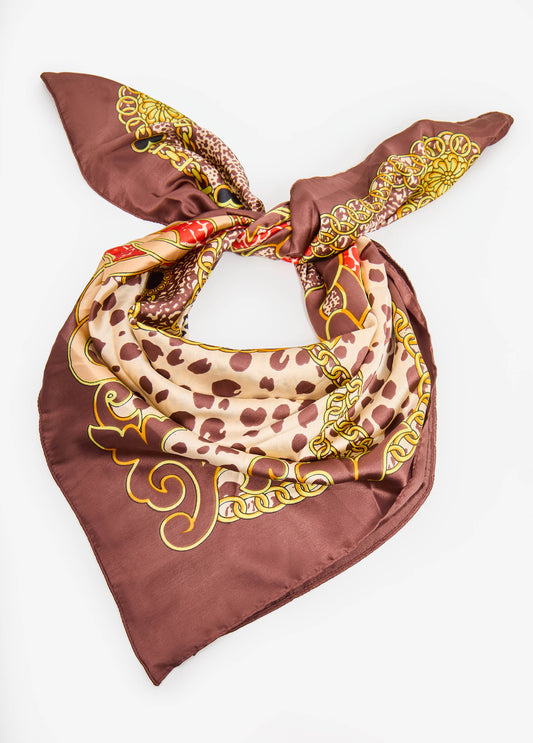Animal Print Satin Scarf