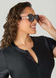 Chain Trim Round Frame Sunglasses