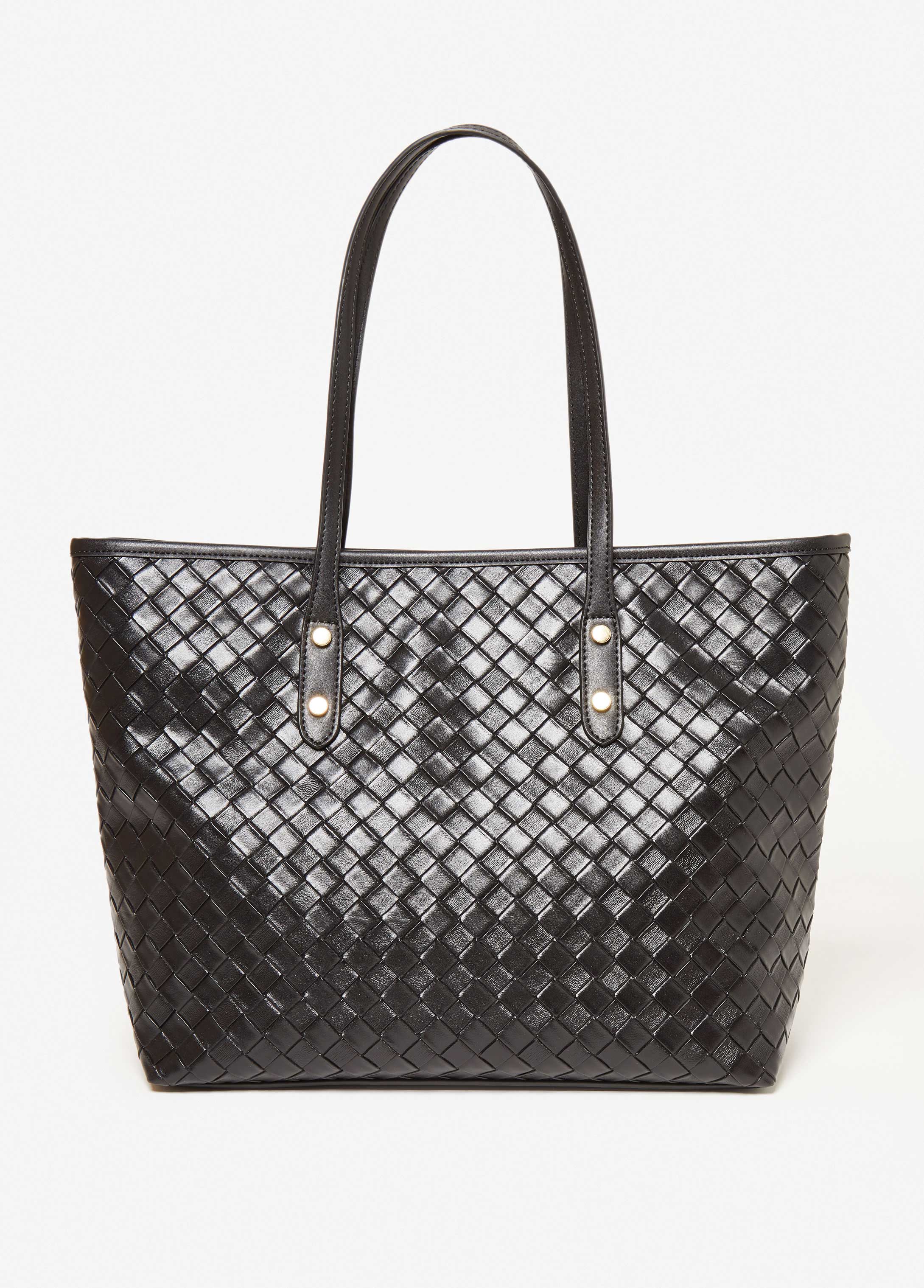 Basketweave Faux Leather Tote