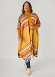 Fringe Trimmed Striped Ruana