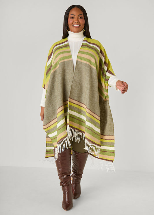 Fringed Striped Ruana