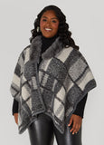 Faux Fur And Plaid Boucle Poncho
