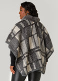 Faux Fur And Plaid Boucle Poncho