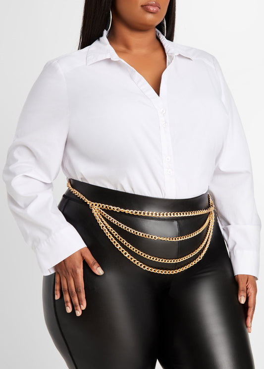 Layered Gold Tone Chain Belt