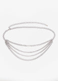 Layered Silver Tone Chain Belt