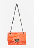 Patent Croc Effect Shoulder Bag