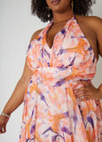 Floral Organza Halter Gown