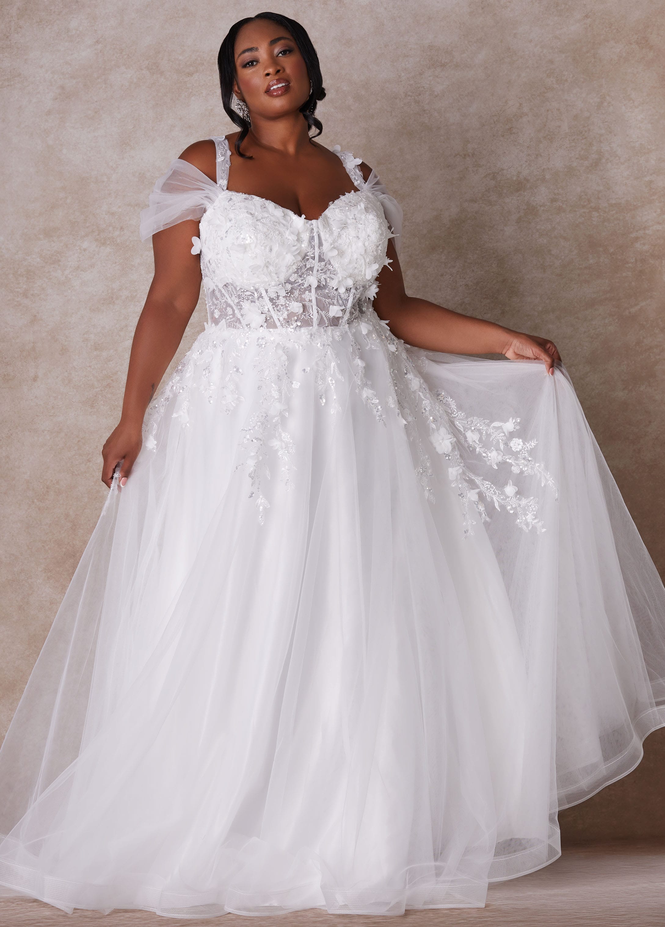 princess wedding dress with lace A-line Off-the-shoulder Dresses Sleeve Wedd SELINADRESS Shoulder;Fabric The Mischa Princess Wedding Gown