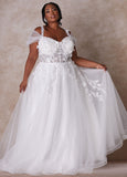 Plus Size Princess Wedding Gown Plus Size Cold Shoulder Bridal Gown