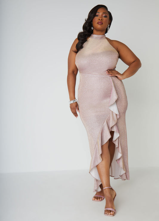 Metallic Halter Gown