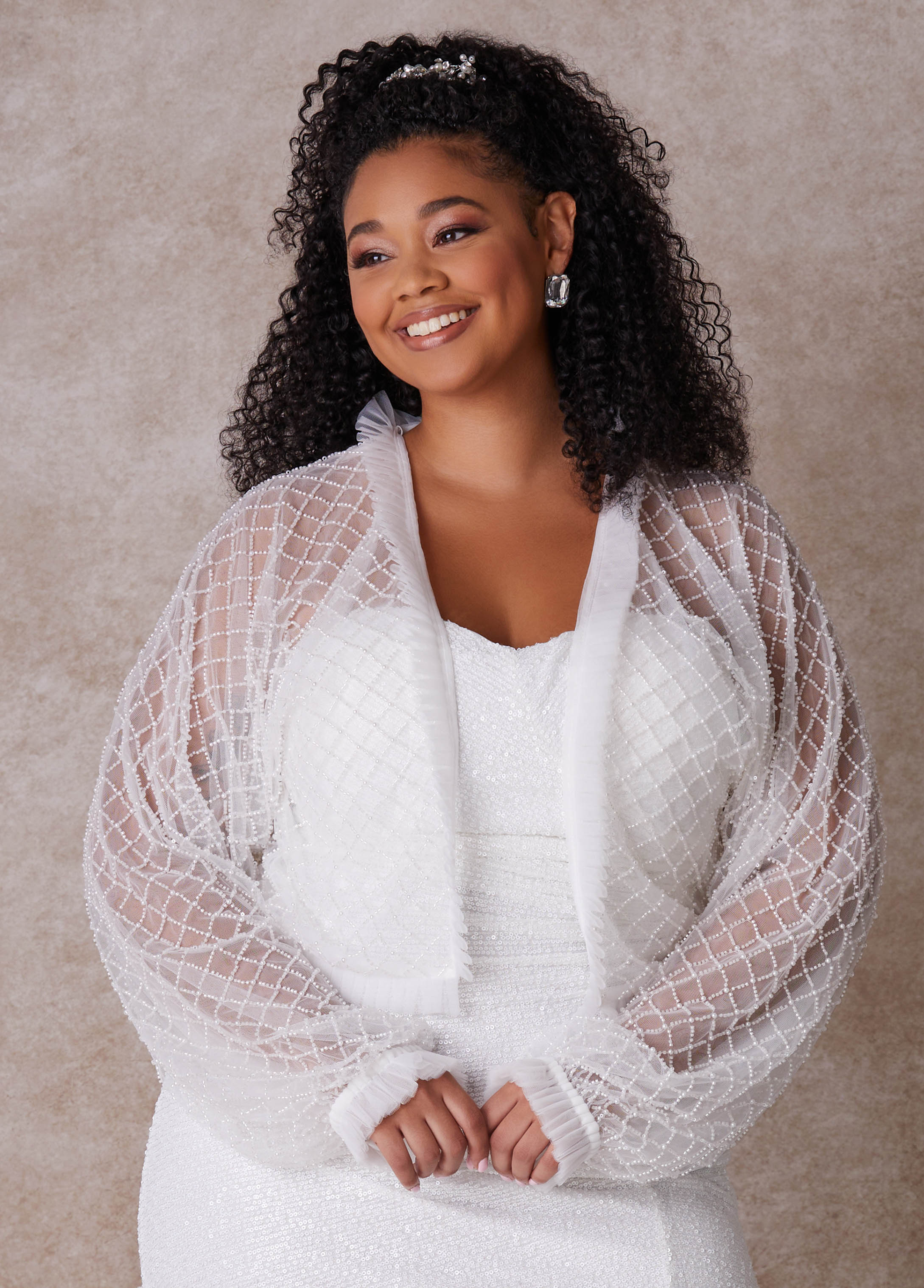 Plus Size Beaded Bridal Jacket