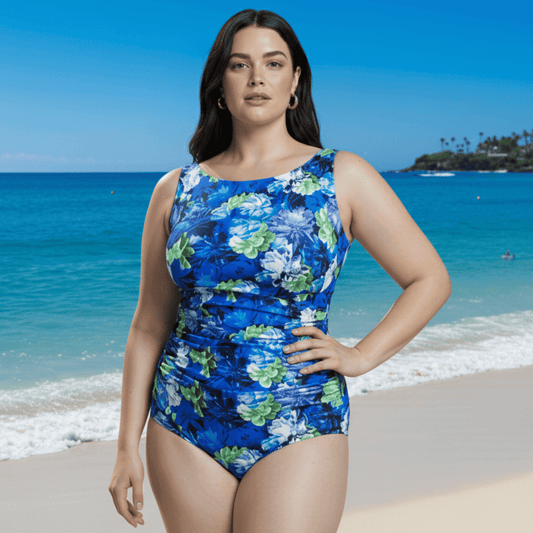 InstantFigure Floral High Neck Swimsuit