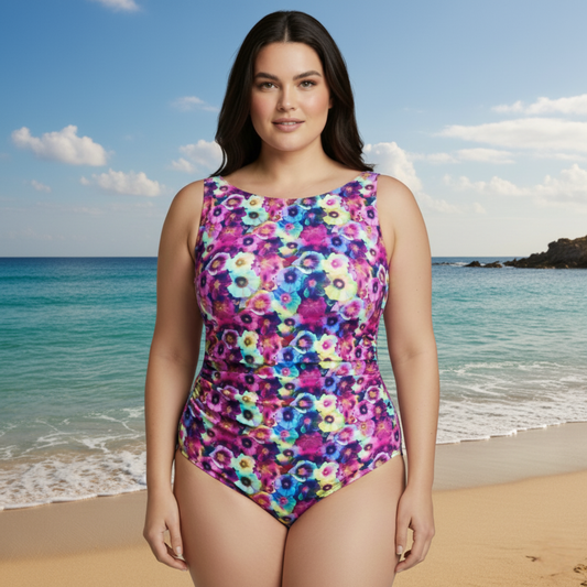 InstantFigure High Neck Floral Swimsuit