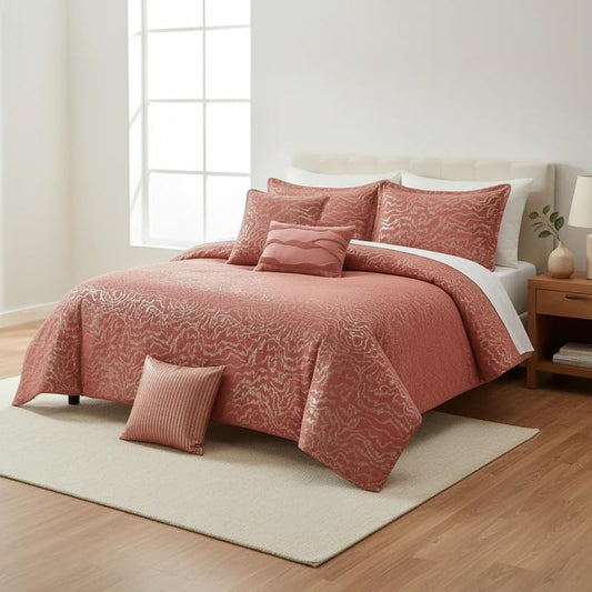 Botanical Wave Effect 5 Piece Comforter Set