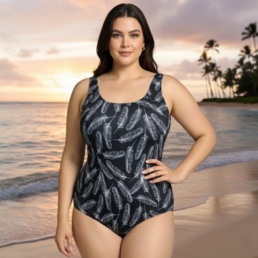 InstantFigure Feathers Scoop Back Swimsuit