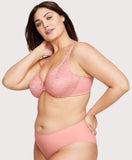 Front-Closure Stretch Lace WonderWire Bra Apricot