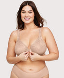 Front-Closure Stretch Lace WonderWire Bra Cafe