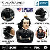 Edgar Allan Poe Glass Ornament