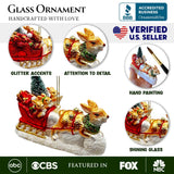 Hare and Sleigh Glass Ornament