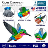 Iridescent Hummingbird Glass Ornament