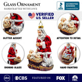 Santa And Baby Jesus Glass Ornament