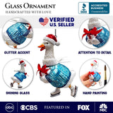 Playful Goose Glass Ornament